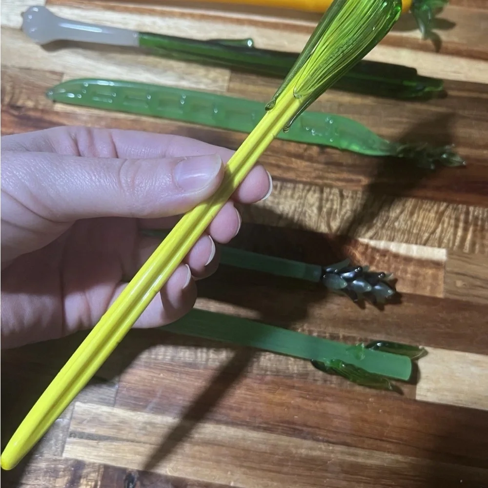 6 Vintage Crate & Barrel Bloody Mary Vegetables glass swizzle sticks Stirs Bar